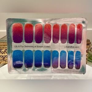NWT Lily & Fox Swimming at Sunset Nail Art Wraps - Multicolored Metallic Glitter